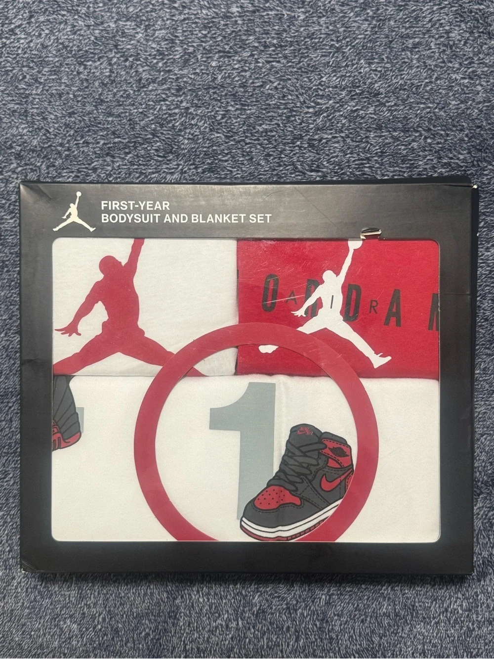 Nike Jordan Baby First Year Bodysuit & Milestone Blanket Set 3Pc 0-12M NIB